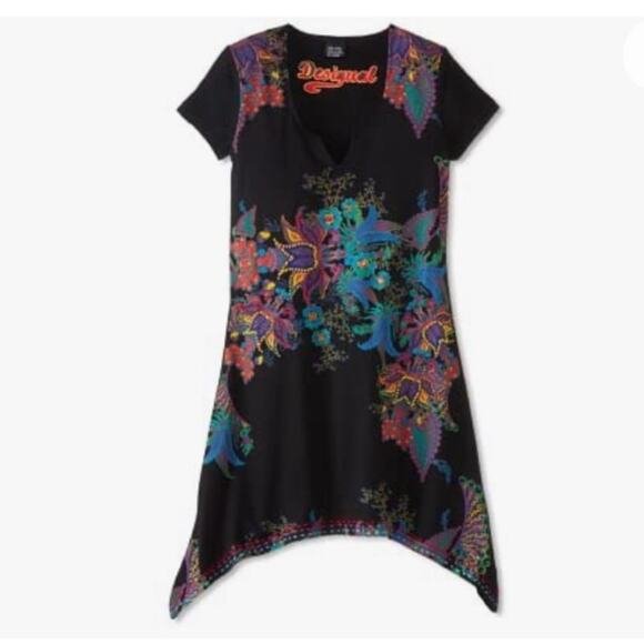 Desigual Adaja Black Tunic T-shirt Embroidered - Picture 1 of 9